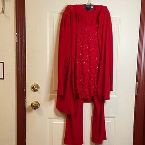 Antthony Vibrant Red Layered Pantsuit